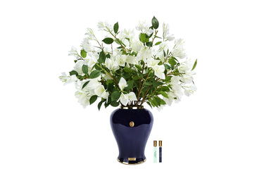 Imperial Bougainvillea - Indigo Urn with White - IMPWB01 (Carton of 1)